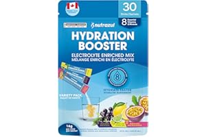 Nutrazul Hydration Booster, Electrolytes Powder Sticks with Sodium, Potassium, Vitamin B6 & B12, No Artificial Sweeteners, Ac