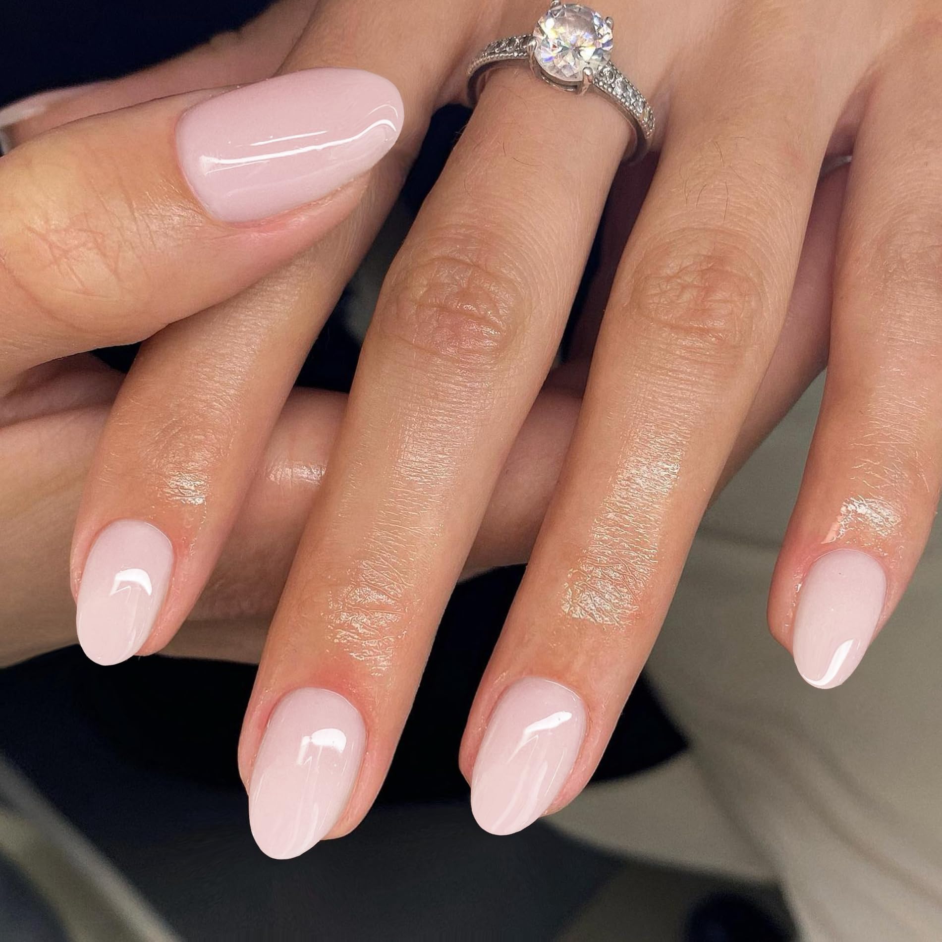 Dusty Baby Pink Press on Nails Short Oval Round Nails Glue on, SXVME Short Fake Nails Press ons, Acrylic False Nails Handmade of Gel, Best Thick Natural Almond Nails for Big & Petite Fingers, 24Pcs - Image 3