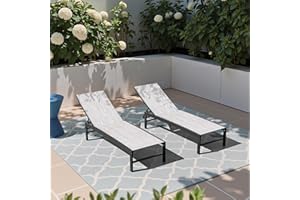 Crestlive Products Pool Lounge Chair Outdoor Set of 2, Aluminum Chaise Lounge Chairs, Adjustable Five-Position Tanning Recliner, All Weather for Patio, Beach, Yard, Pool (Grey Black)