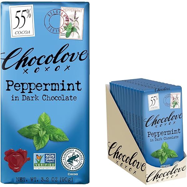 Amazon.com: Chocolove Peppermint Dark Chocolate Bars | 55% Cocoa