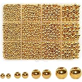 Looconi 2700pcs Spacer Beads 3mm 4mm 5mm 6mm,Gold Assorted Round Beads for Bracelet Jewelry Making