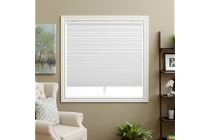 SBARTAR Cellular Shades Cordless Blackout Honeycomb Blinds Fabric Window Shades White(Blackout), 34" W x 64" H