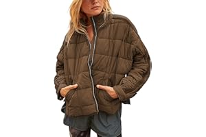 Watashi Women's Packable Puffer Jacket Long Sleeve Full Zip Lightweight Quilted Coat