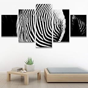 SIGNWIN 5 Panel Canvas Wall Art Animals Black...