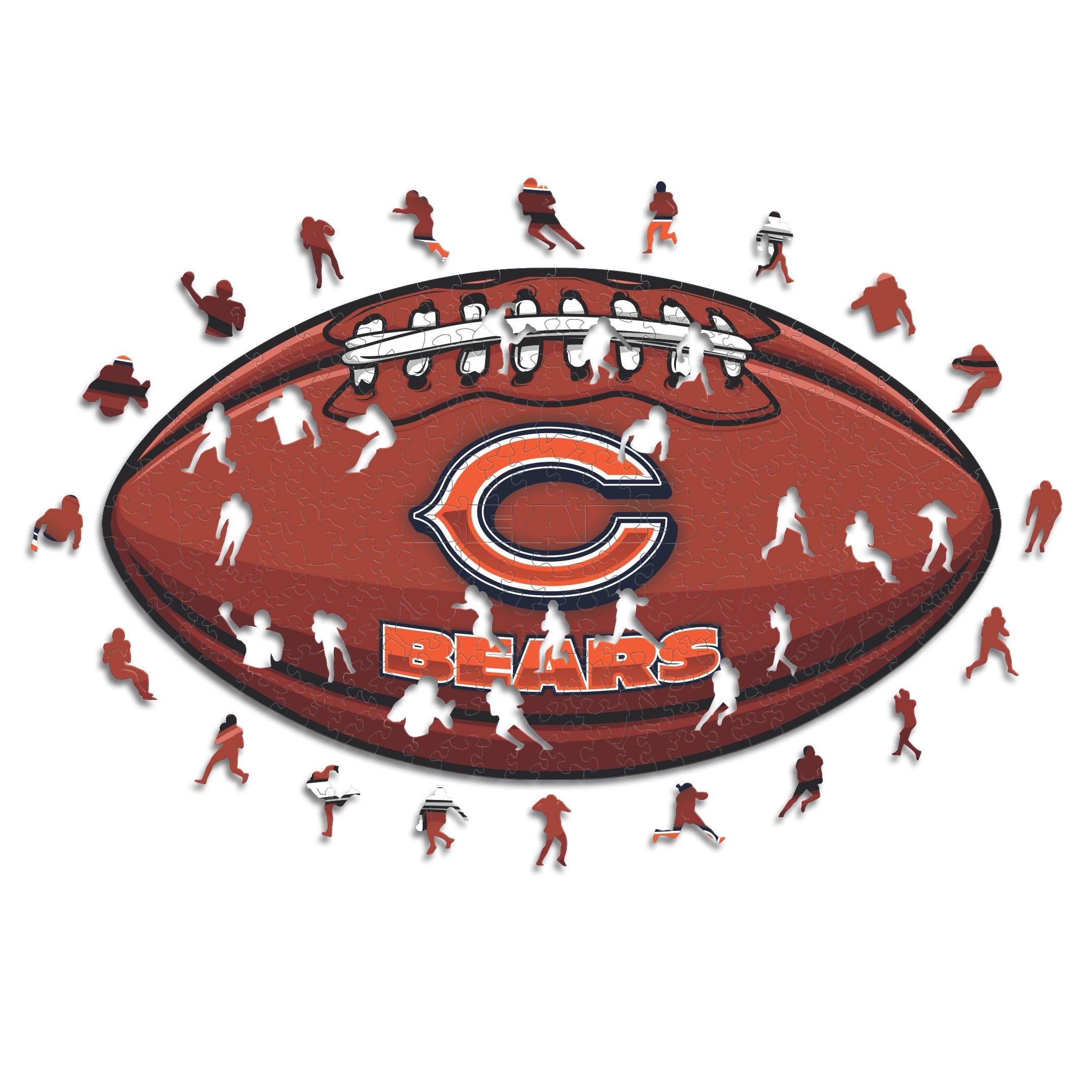 Iconic Puzzles, Chicago Bears Crest, 100% eco-sustainable wooden puzzle with official license NFL, size S, 150 pieces