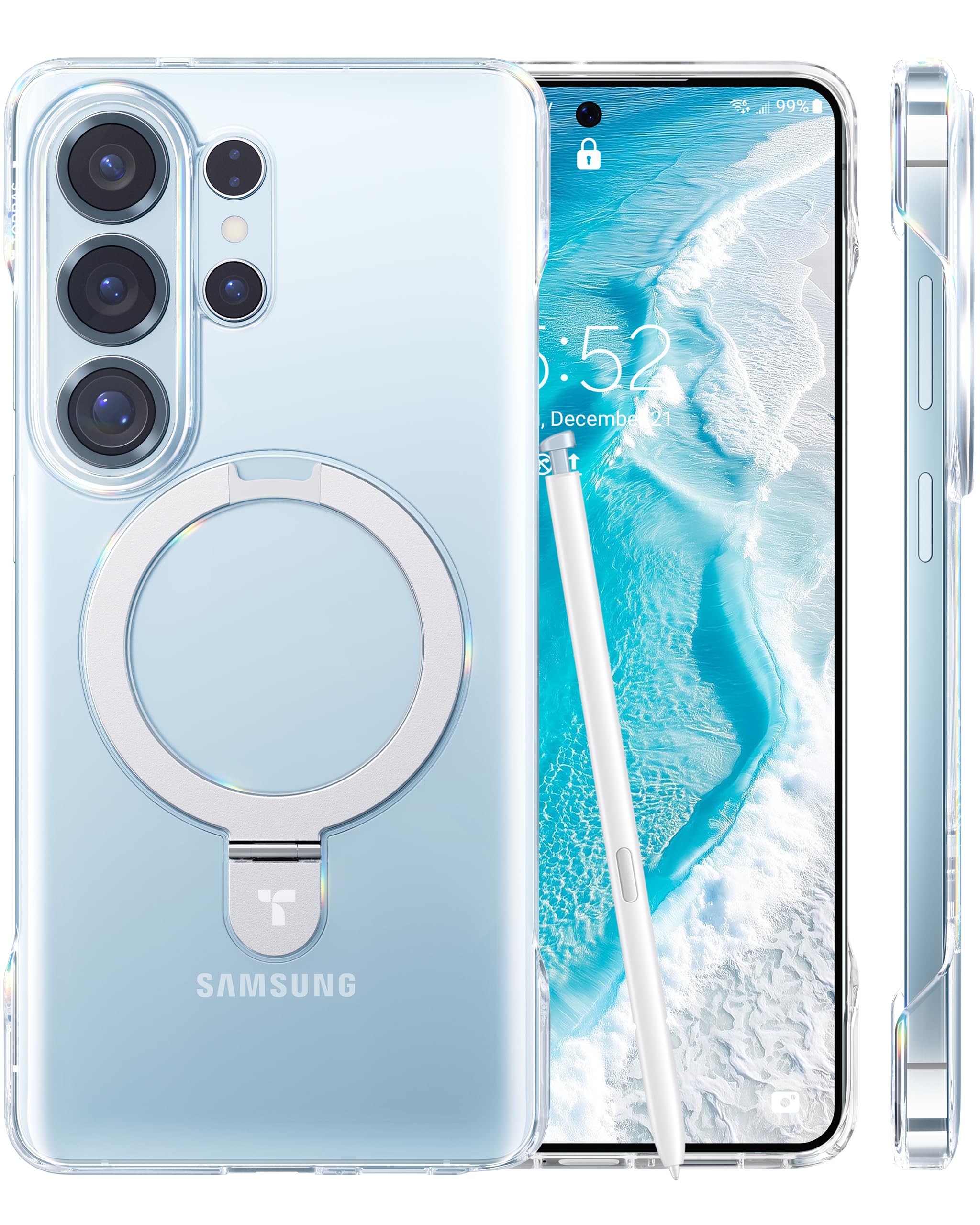 Photo 1 of TORRAS Ultra Slim for Samsung Galaxy S26 Ultra Case Clear with Magnetic Stand, [Never Yellow] [Fit for MagSafe] [Open-edge]Frameless Thin Minimalist for S26 Ultra Case with Kickstand, Hard Protection