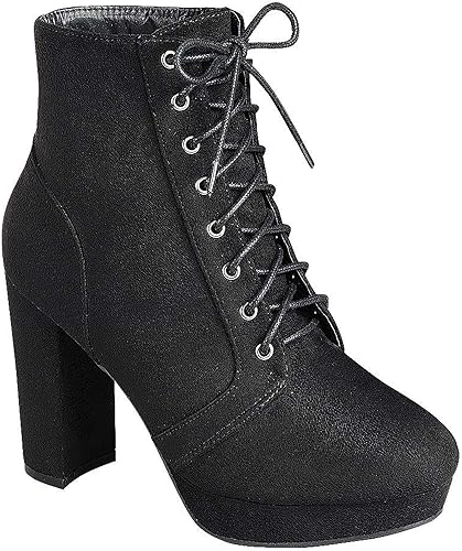 black block heel lace up ankle boots