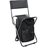 Get Out! Folding Ice Fishing Chair with Cooler for 225 lbs - Portable Backpack Cooler Chair - Ice Chest Backpack Chair with Back Rest for Camping, Fishing, Hunting, Tailgating, Picnics Lunchbox Stool
