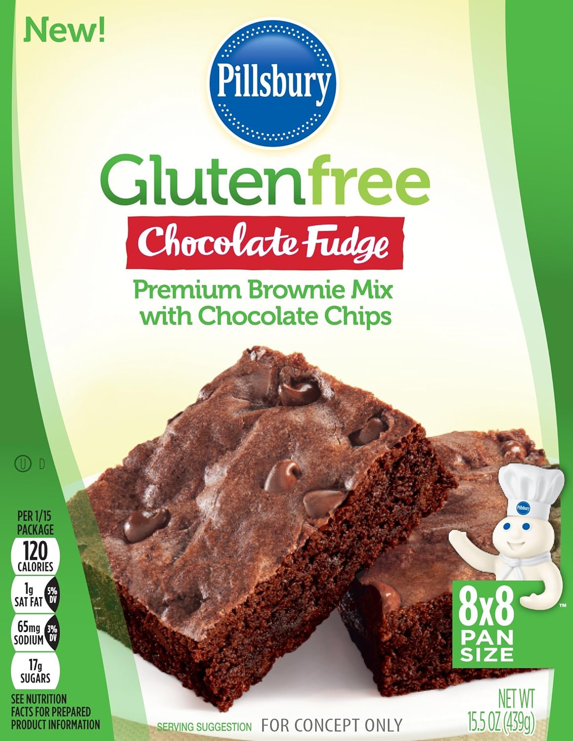 Pillsbury Gluten Free Chocolate Fudge Premium Brownie Mix with Chocolate Chips, 15.5 oz