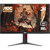 AOC 24 Inch Gaming Monitor FHD 180Hz Fast IPS 1ms HDR, 24G4 | 1920x1080 Computer Monitor, Adaptive-Sync, LED, DP 1.4, HDMI 2.0, Audio Earphone out, VESA Mount, 3-Year Warranty