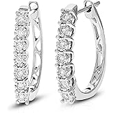 Vir Jewels 1/5 cttw Lab Grown Diamond Hoops Earrings in Sterling Silver With Clip On Backs