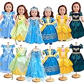 ARTST 18 inch Doll Clothes Accessories, 6PCS Princess Costume Set with Crown Fits for 18 inch Girl Dolls, Gift for Girl Christmas Birthday Party