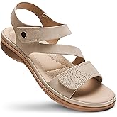 Littleplum Womens Sandals Arch Support – Comfortable Flat Sandals for Women, Summer Breathable Adjustable Orthotic Walking Shoes for Beach,Travel