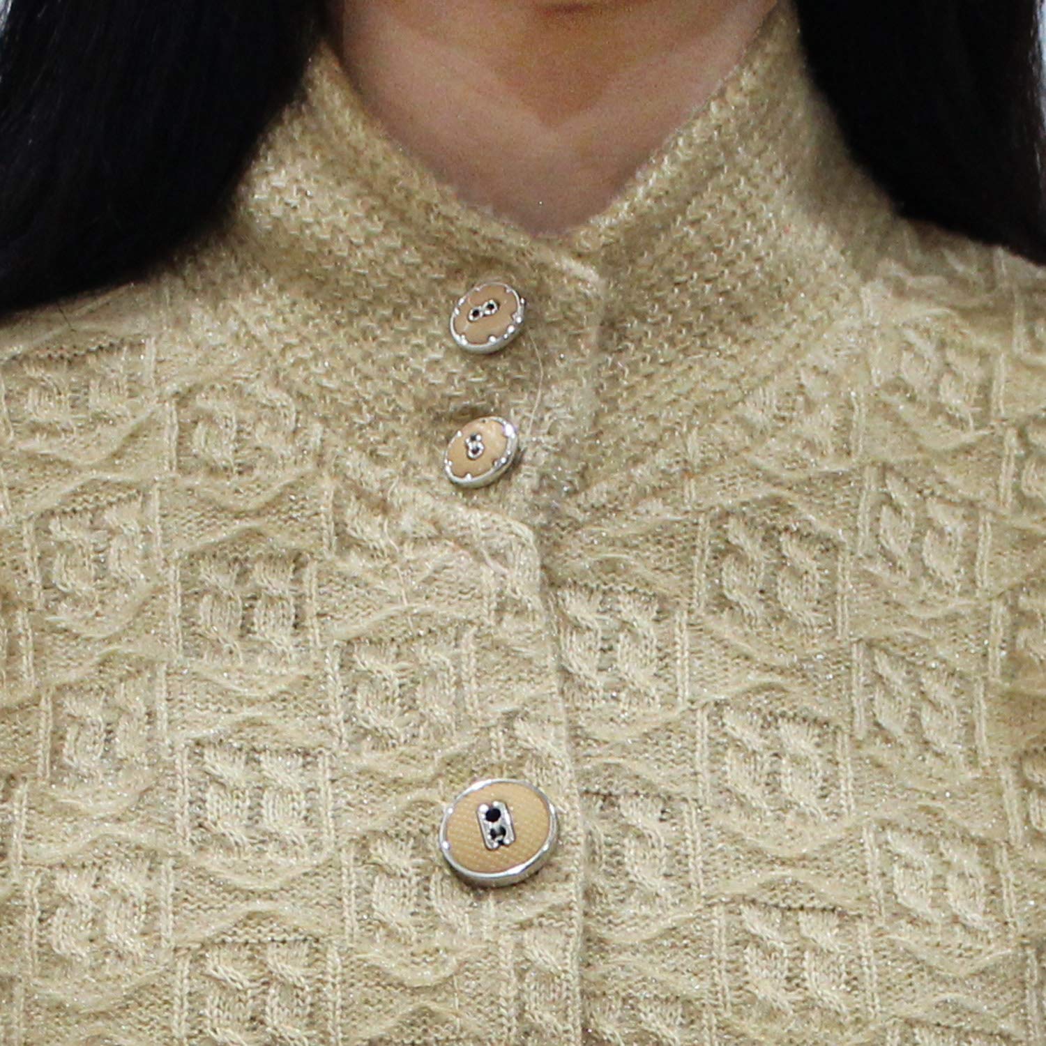 matelco women's woollen hi-neck buttoned cardigan with pockets