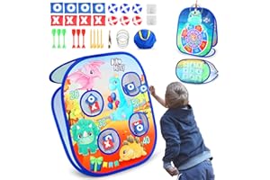 Quanquer Bean Bag Toss Game for Kids: 5 in 1 Outdoor Portable Dinosaur Party Games Toys - Kids Corn Hole Game Set for Boys Girls Ages 3 4 5 6 7 8 Years Old - Ideal Gifts for Kids Birthday Christmas