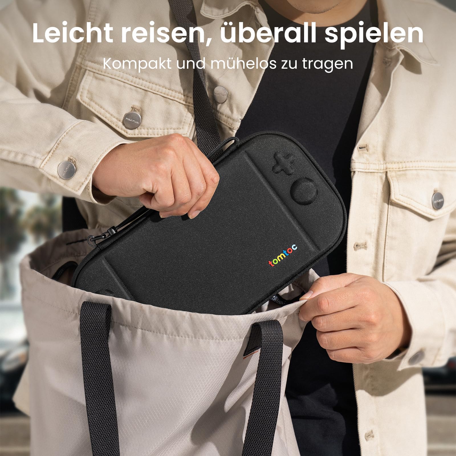tomtoc Slim Tasche Kompatibel mit Nintendo Switch 2 (2025), Geruchlos Ultradünn Case für Konsole und 12 Spiele, Hartschalenetui Schutzhülle Tragetasche mit Original-Patent und Militärstandard-Schutz 8
