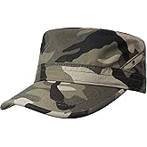 YeeHeen Unisex Cadet Army Cap Adjustable Flat Top Cap Washed Cotton Military Hat Baseball Cap