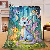 Dragon Blanket Cartoon Western Dragon Throw Blanket Fuzzy Plush Super Fleece Plush Soft Cozy Warm Stuff Bedding Nursery Toddler Baby Blankets Gifts for Boys Girls Kids Adult Men Women 40"X50"