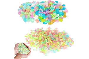 Decorative Glow in The Dark Stones, 300 Pcs Luminous Pebbles and 3000 Pcs Glow Sands, Mixed Colours Glowing Stones Glowing Ro
