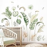 Tanlaby Large Palm Tree Wall Stickers Tropical Plants Wall Decals Watercolor Coconut Tree Summer Art Decor For Living Room Bedroom Hallway Office