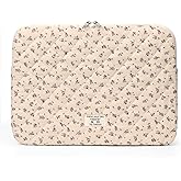 Puffy Laptop Sleeve Case Cute Computer Bag Flower Printed Quilted Laptop Carrying Cases Floral Pattern Protective Cover
