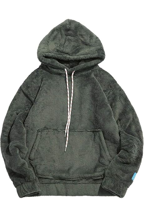 Fuzzy Hoodie Unisex Men Sherpa Pullover 
