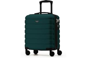 Flight Knight Carry On Suitcase 18x14x8 Hardside Built In TSA Lock & USB Port Lightweight Luggage Silent Double Spinner Wheels Maximum Underseat Carry-On Bag For American & United Approved Airlines