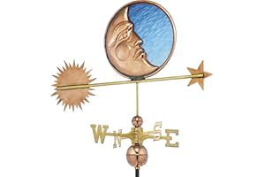 Good Directions Stained Glass Moon Weathervane, Pure Copper