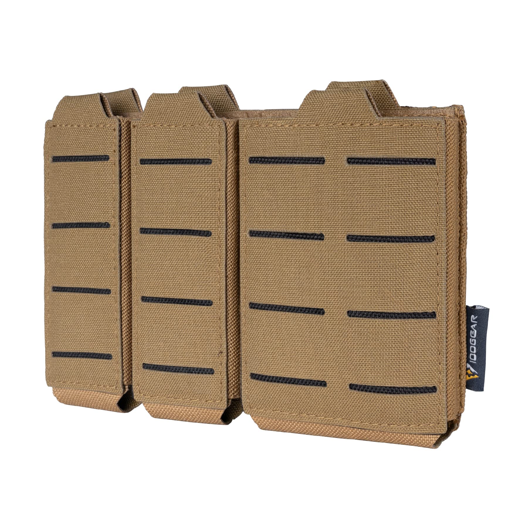 IDOGEAR Tactical 5.56mm Rifle Mag Pouch and Double 9mm Pistol Magazine Pouch Set with Open Top Quick Release MOLLE Pouches (Coyote Brown)