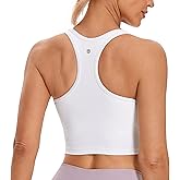 CRZ YOGA Butterluxe Racerback Crop Tank Tops for Women - Padded Y-Back Longline Sports Bras Scoop Neck Workout Yoga