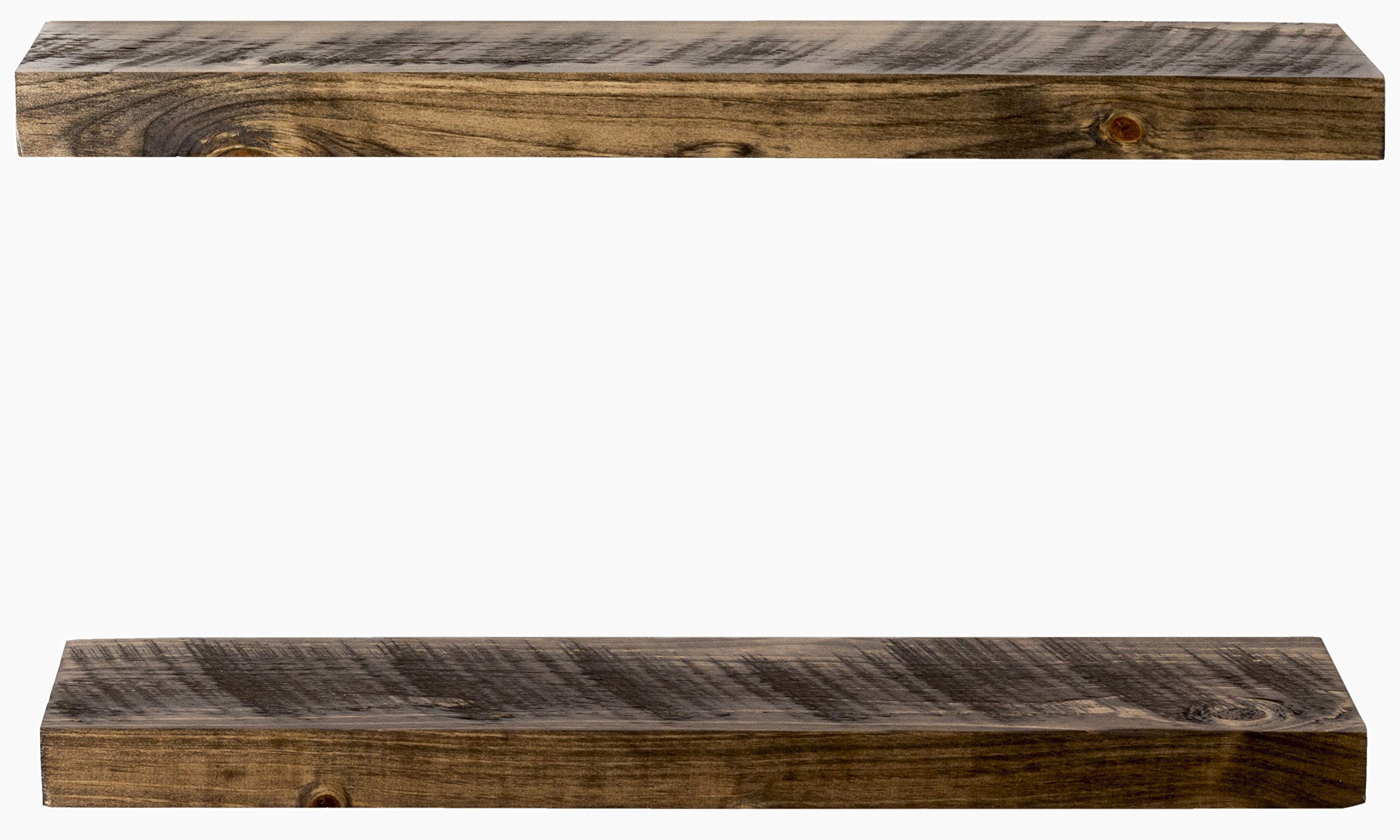 Floating Shelves Rustic Wood Wall Shelf USA Handmade Set of 2 (Light