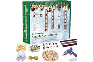 LEYZAN Christmas Ornaments Crafts for Kids Adults Personalized Xmas Tree Decorations DIY Gift Tags Ribbon Scrabble Letter Tiles Bells Decorative Hanging Home Decor for Girls Boys