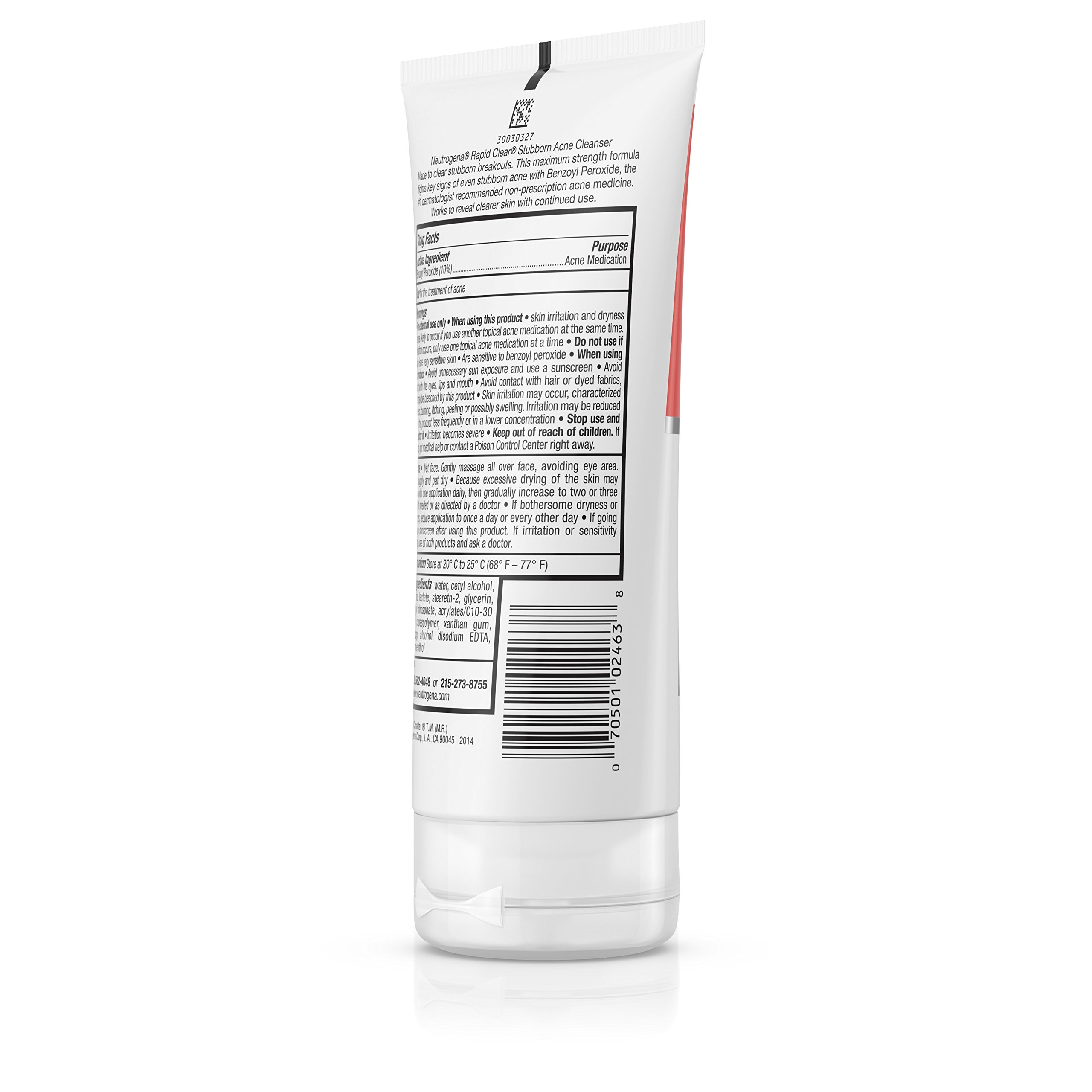 Neutrogena Rapid Clear Stubborn Acne Facial Cleanser with Benzoyl Peroxide Acne Medicine, 5 fl