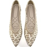 HARENCE Women's Flats Ballet Shoes: Comfortable Pointed Toe Soft Knit Flat Casual Slip On Work Dress Shoes for Walking Wedding Dating