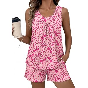 Ekouaer Women Sleeveless Pajama Set Summer Tank Top Pjs 2 Piece Lounge Set | Side Pockets, Cami Tank, Daily Loungewear, Flora