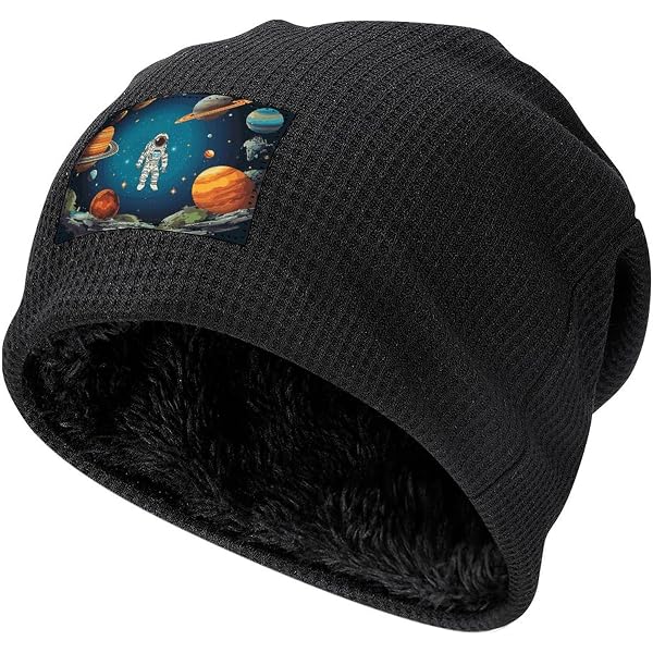 Warm Cuffed Beanie Hat For Men And Women - Skull Leather Patch, Soft Acrylic Knit, Black, One Size Fits Most