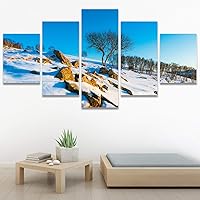 SIGNWIN 5 Panel Canvas Wall Art Modern Art Forest Minimalist Multicolor Nature Photography Relax/Calm for Home Decorations Ready to Hang - 60