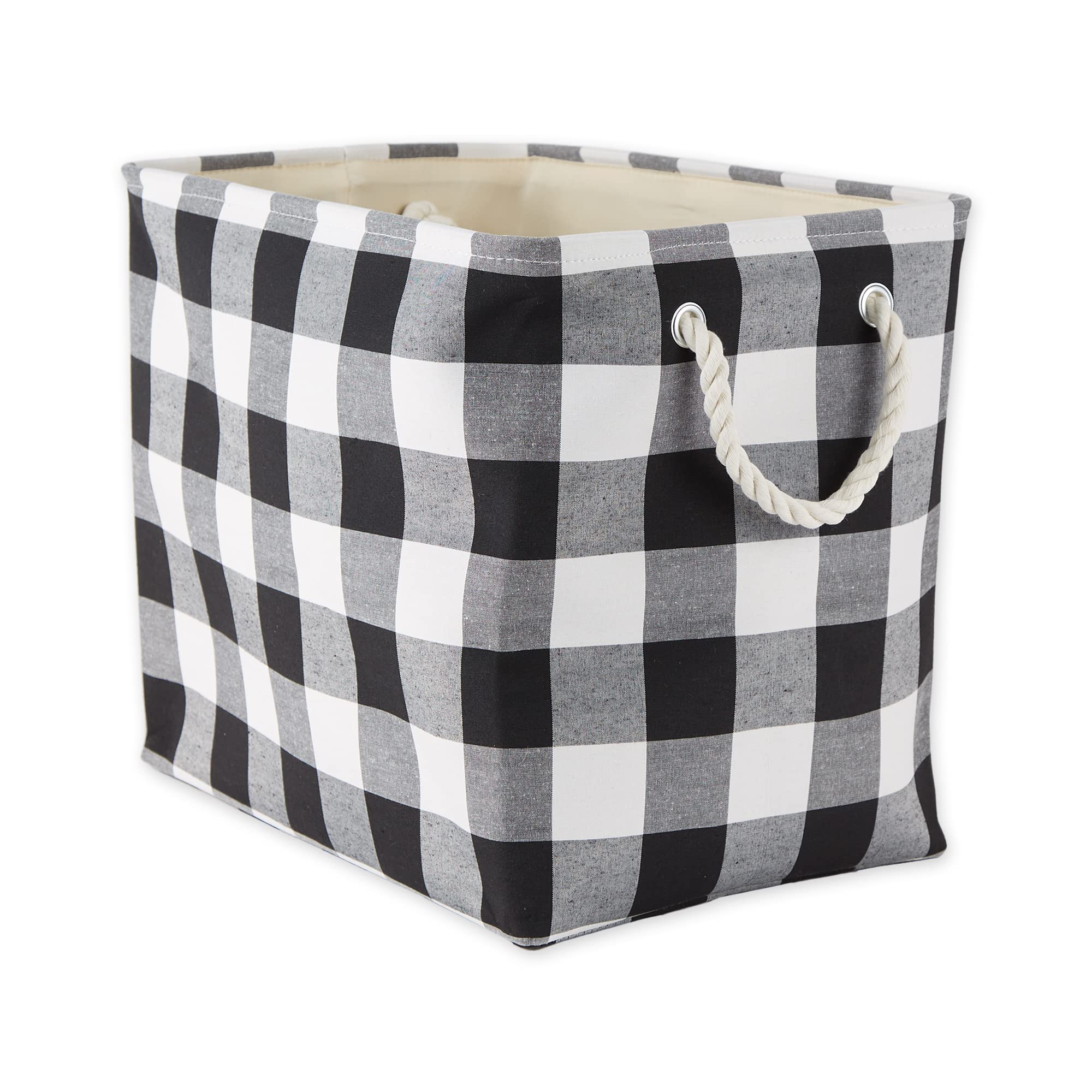 DII Basket Buffalo Check Storage Bin, Large, Black & White