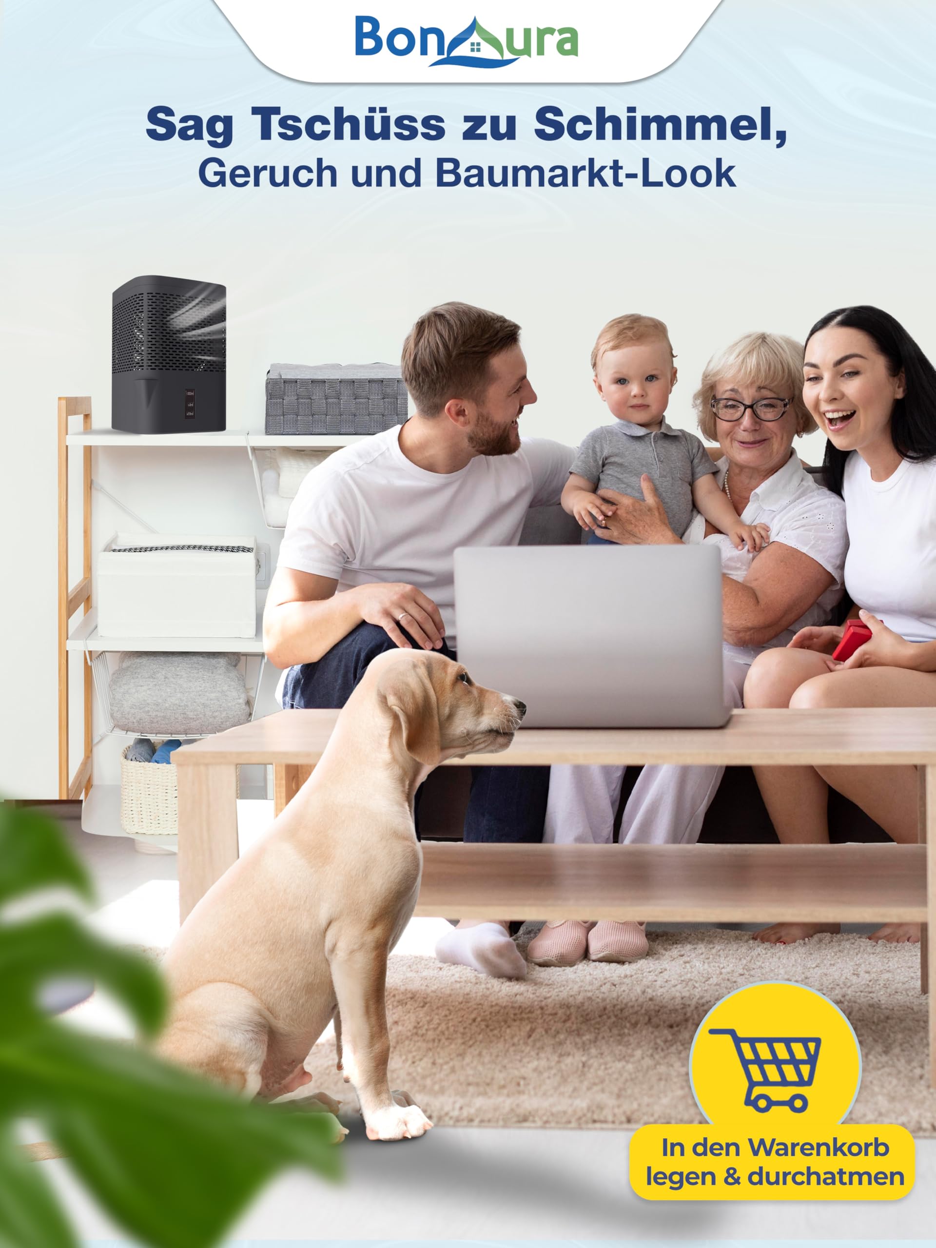 BonAura® Luftentfeuchter ohne Strom - Raumentfeuchter für Keller, Bad uvm. - 680g Luftenfeuchter Nachfüllpack inklusive - Entfeuchter und Luftentfeuchter Granulat im Set - Schutz vor Schimmel 7