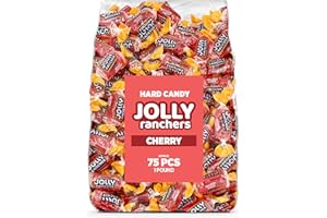 CANDYLISH Cherry Jolly Ranchers Hard Candy – Original Flavor – 1 LB Bulk Bag (Approx. 75 Pieces) – Individually Wrapped Tart & Sweet Treats for Baby Showers, Back to School, Birthdays & Gift Bags