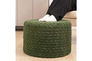 POOFIEOTTO Round Pouf Ottoman 20 x 20 x 14 Inches Boho Poof Home Decor Floor Pouffe Ottoman Foot Rest for Couch Sofa Bean Bag Chairs Living Room Bedroom (Green)