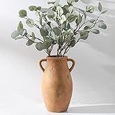 Lyeec Large Ceramic Flower Vase,11.3 inch Terracotta Vase with 2 Handles, Rustic Farmhouse Vases, Decorative Pottery Flower Vases for Home Decor, Living Room Shelf Decor, Table