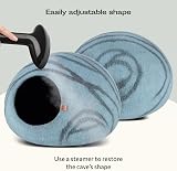 MEOWFIA Cat Cave Premium Felt Bed Merino Wool Aquamarine Medium view 5