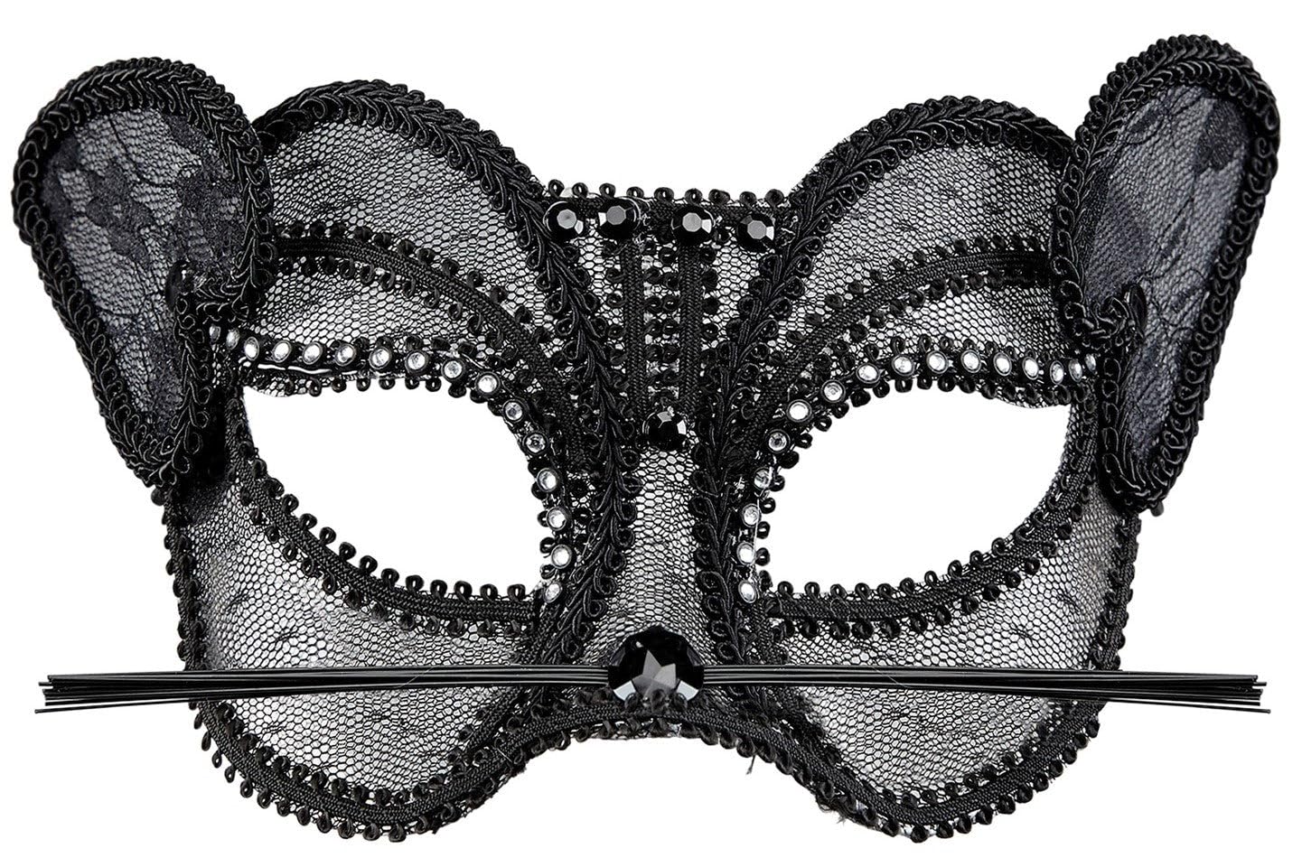NUDE LOOK FASHION CAT EYEMASK IN LACE WITH STRASS