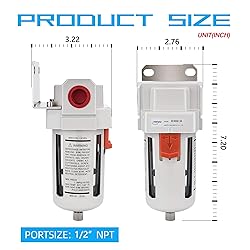 NANPU 1/2" NPT Compressed Air Line Filter, 5 Micron