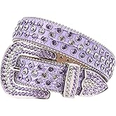 MINGSUN Rhinestone Belt for Men Women, Western Leather Belts Sparkle, Cowgirl Cowboy Shining Diamond Studded Belt for Jeans