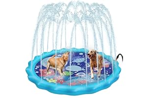 Pellor 68" Sprinkle Pad & Splash Play Mat for Kids, Toddler Water Spray Pad Outdoor Garden Inflatable Sprinkler Water Mat Fun