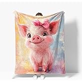 Pig Throw Blanket Warm Decor Cute Animal Pigs Soft Flannel Blanket Pig Gifts for Kids Boys Girls Men Women 40" X 50"