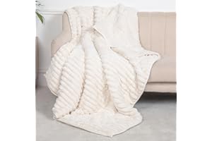 UINIU Sherpa Fleece Weighted Blanket for Adults Twin/Full Size 15lbs, Soft Flannel Heavy Throw Blanket for Relax and Deep Sleep, Warm Fleece 3D Ribbed Weighted Blanket for Couch and Bed, 48" x 72"