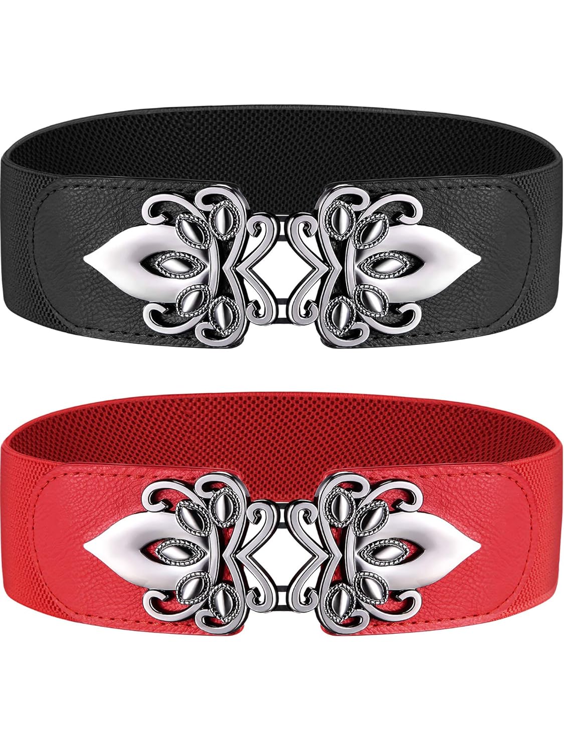 2 Pieces Wide Waist Belt Elastic Retro Cinch Belt Women Stretchy Belt